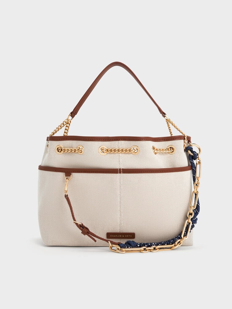 Charles & Ke*th - Addison Canvas Knotted-Rope Tote Bag - Taupe Canvas (AD-SEP)