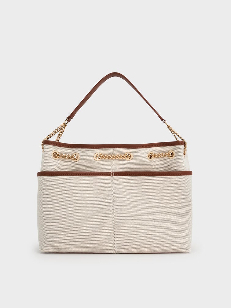 Charles & Ke*th - Addison Canvas Knotted-Rope Tote Bag - Taupe Canvas (AD-SEP)