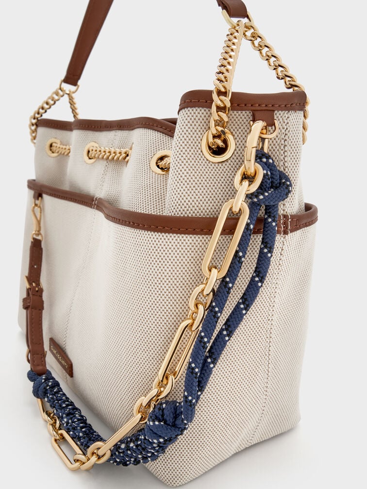Charles & Ke*th - Addison Canvas Knotted-Rope Tote Bag - Taupe Canvas (AD-SEP)
