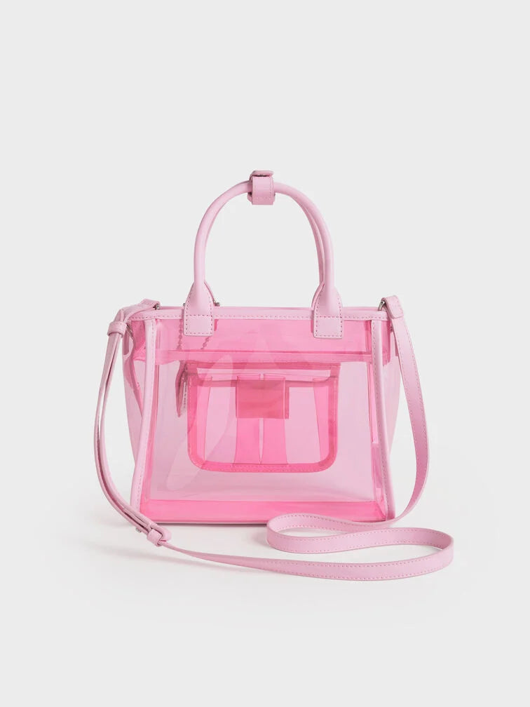 Charles & Ke*th - Norah See-Through Mesh Tote Bag - Bubble Gum Pink (AD-SEP)