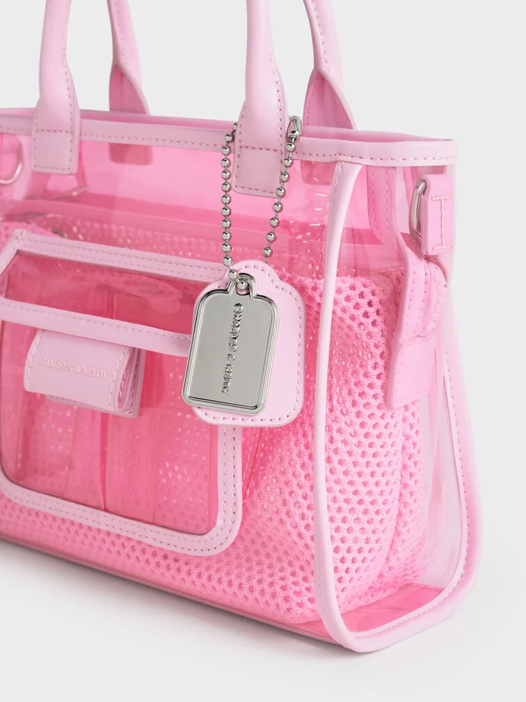 Charles & Ke*th - Norah See-Through Mesh Tote Bag - Bubble Gum Pink (AD-SEP)