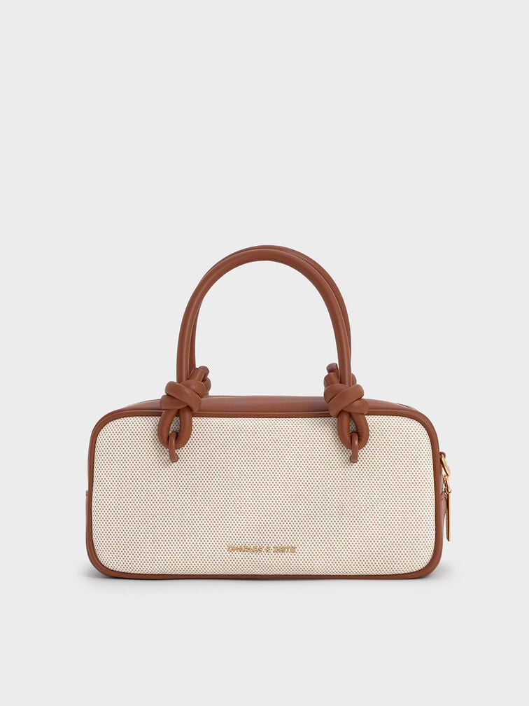 Charles & Ke*th - Sammie Canvas Knotted-Handle Elongated Bag - Taupe Canvas (AD-June)