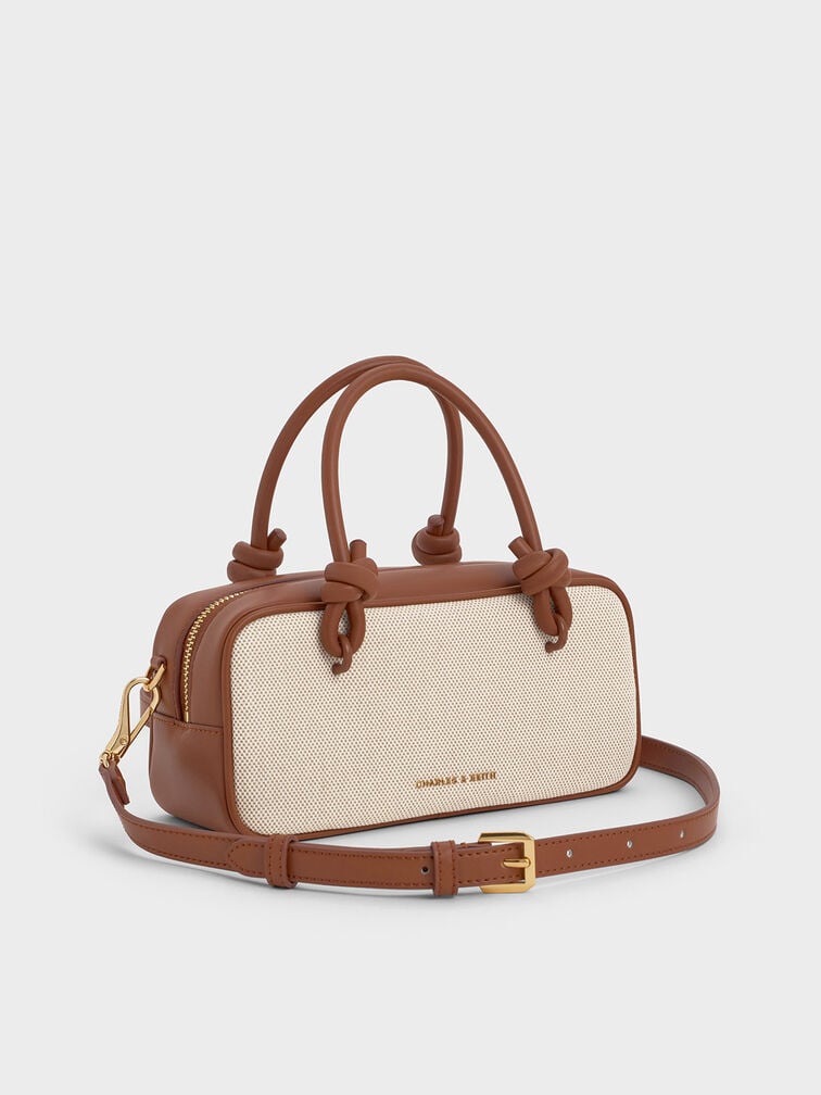 Charles & Ke*th - Sammie Canvas Knotted-Handle Elongated Bag - Taupe Canvas (AD-June)