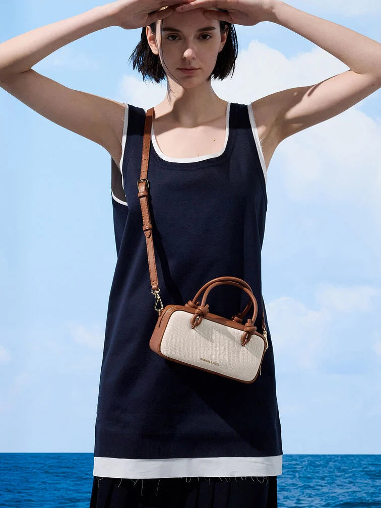 Charles & Ke*th - Sammie Canvas Knotted-Handle Elongated Bag - Taupe Canvas (AD-June)