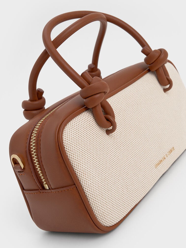 Charles & Ke*th - Sammie Canvas Knotted-Handle Elongated Bag - Taupe Canvas (AD-June)