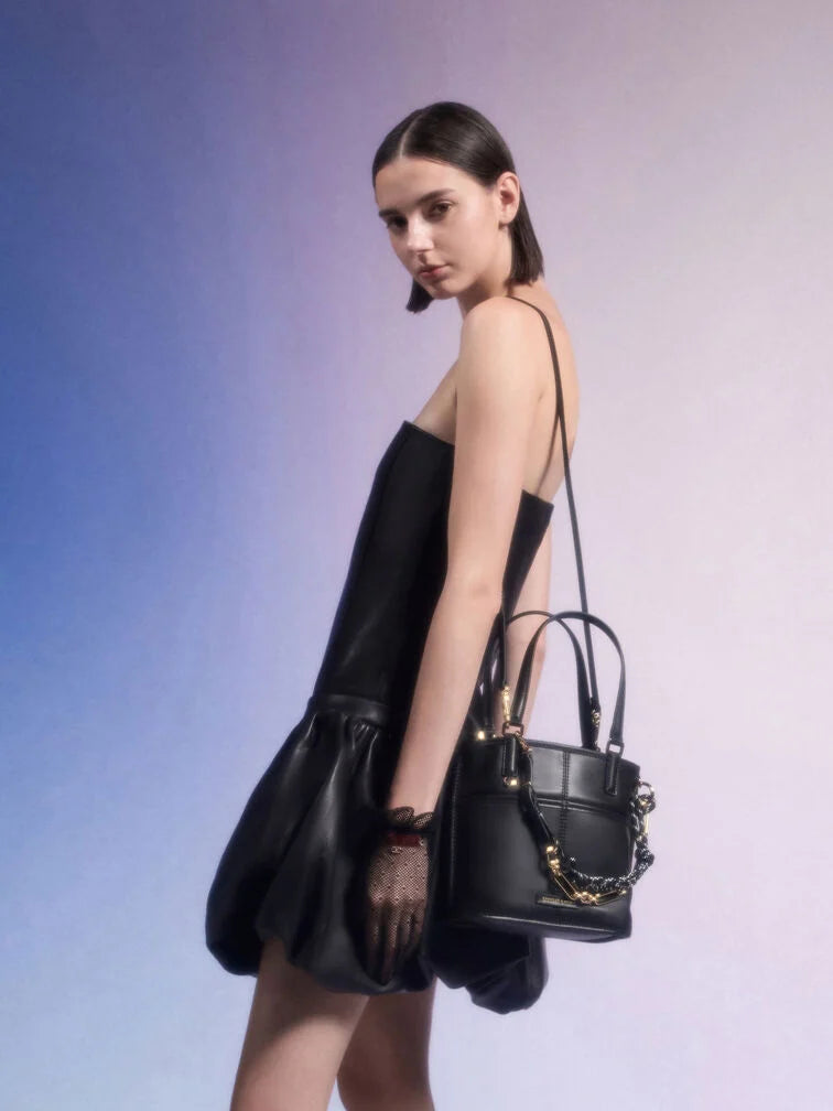 Charles & Ke*th - Addison Knotted-Rope Reversible Tote Bag - Black (AD-SEP)