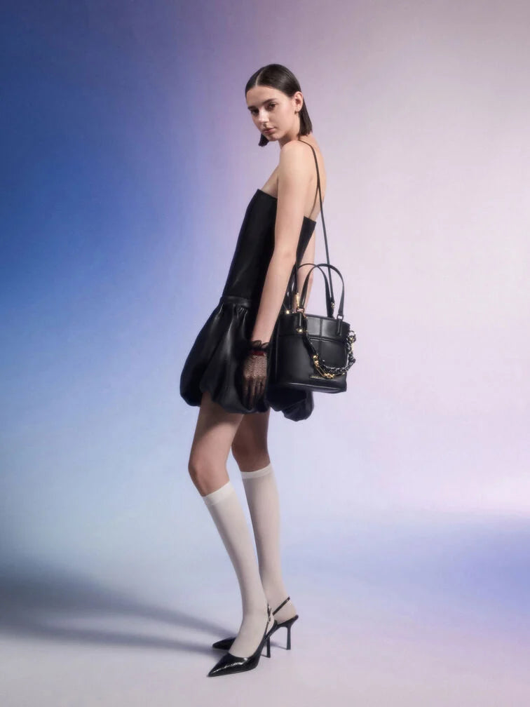 Charles & Ke*th - Addison Knotted-Rope Reversible Tote Bag - Black (AD-SEP)