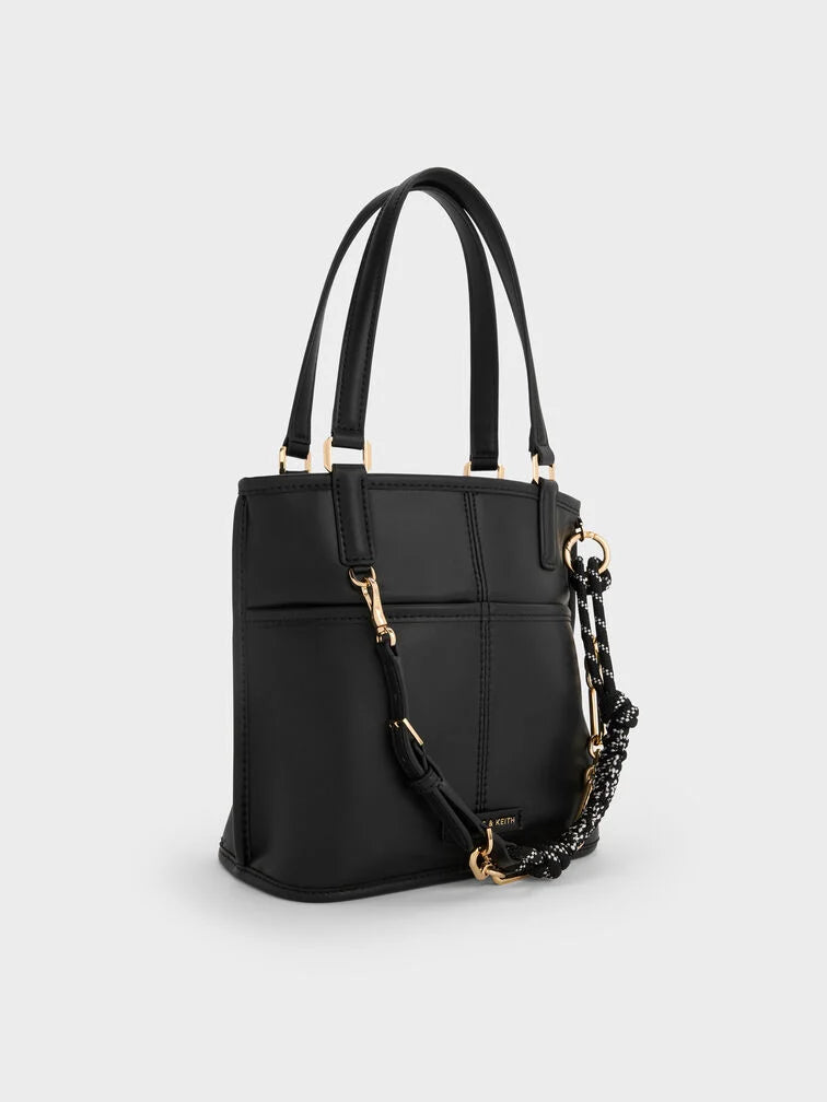 Charles & Ke*th - Addison Knotted-Rope Reversible Tote Bag - Black (AD-SEP)