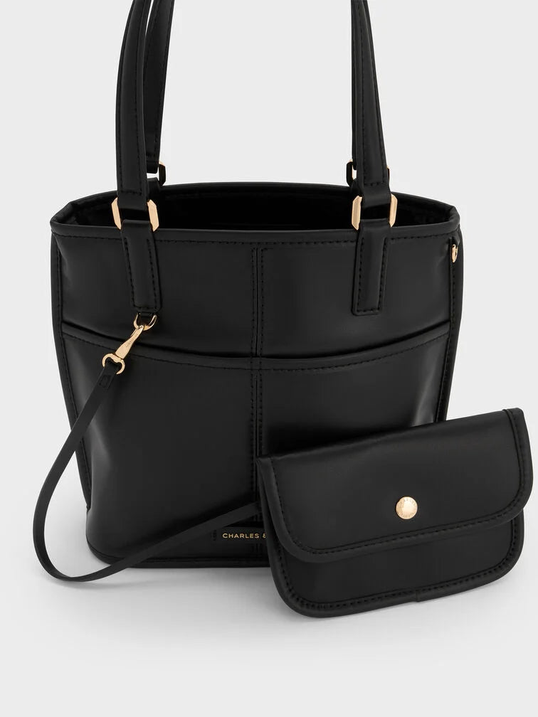 Charles & Ke*th - Addison Knotted-Rope Reversible Tote Bag - Black (AD-SEP)