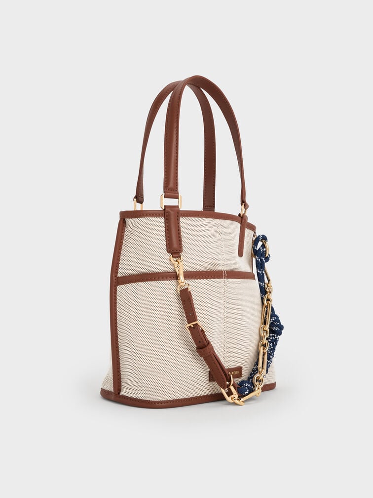 Charles & Ke*th - Addison Canvas Knotted-Rope Reversible Tote Bag - Taupe Canvas (AD-SEP)