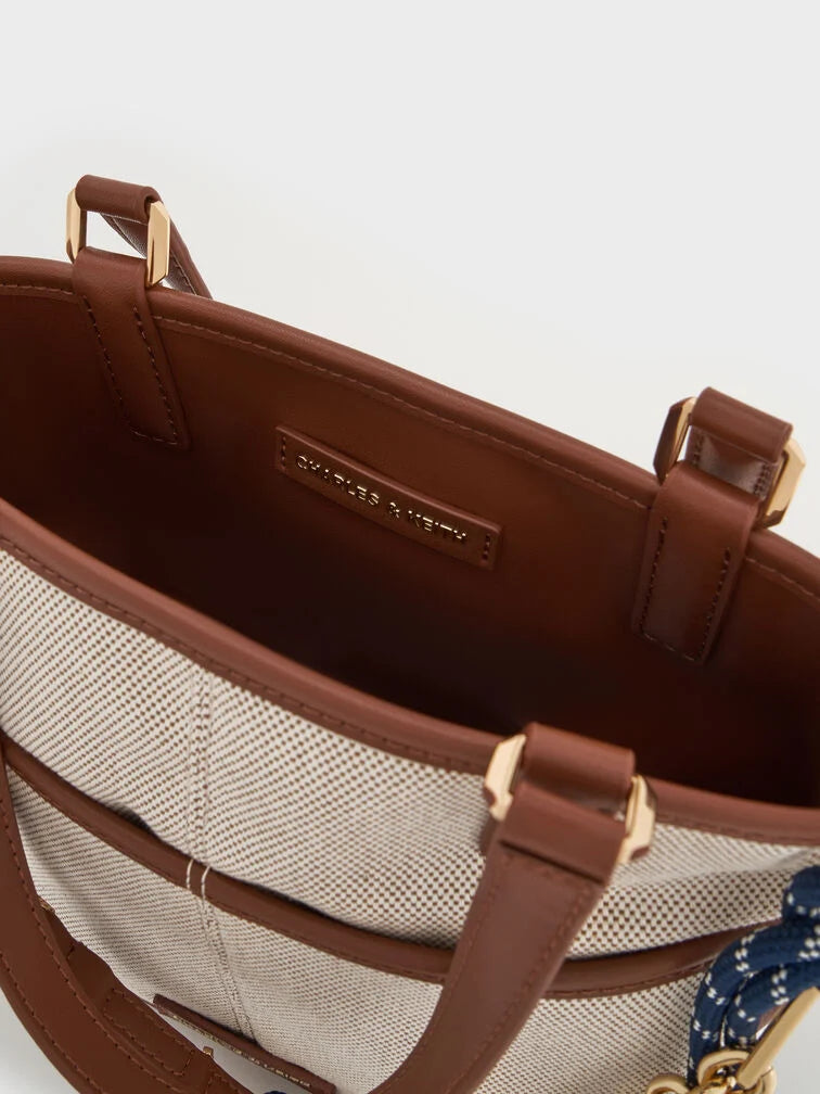 Charles & Ke*th - Addison Canvas Knotted-Rope Reversible Tote Bag - Taupe Canvas (AD-SEP)