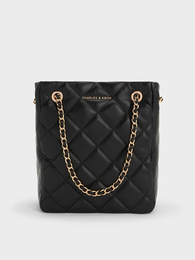 Charles & Ke*th - Alva Quilted Braided-Strap Shoulder Bag - Black (AD-SEP)