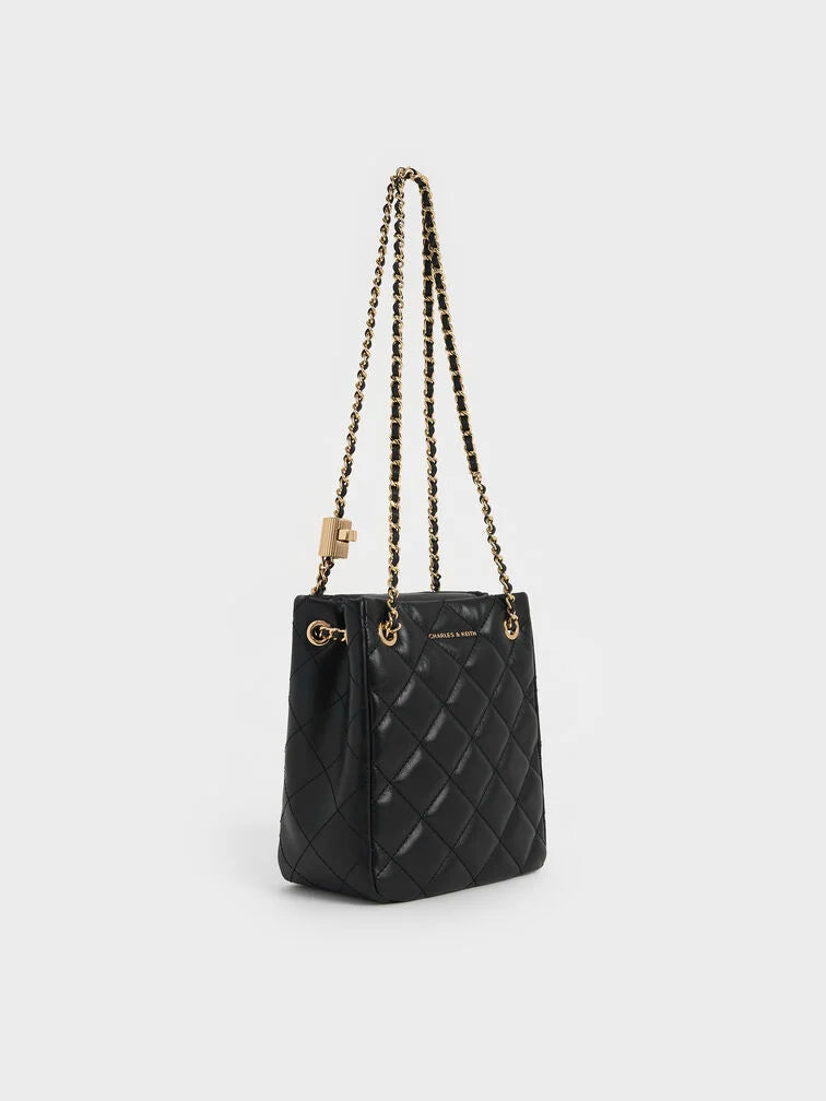 Charles & Ke*th - Alva Quilted Braided-Strap Shoulder Bag - Black (AD-SEP)