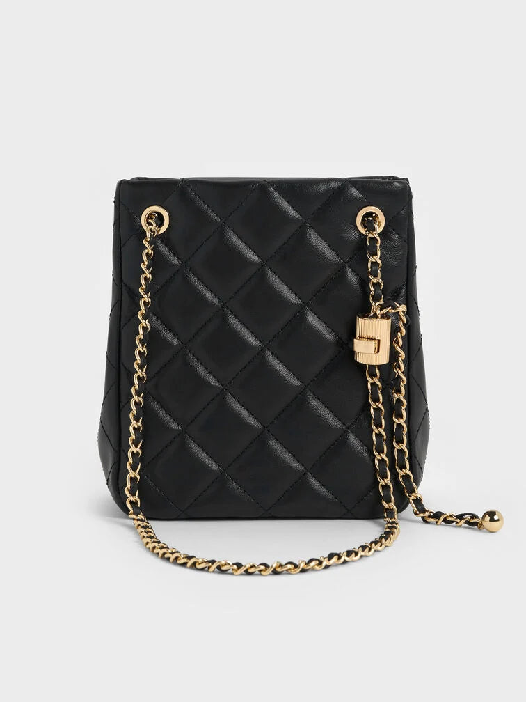 Charles & Ke*th - Alva Quilted Braided-Strap Shoulder Bag - Black (AD-SEP)