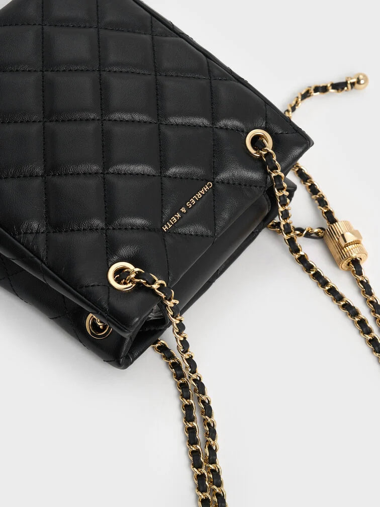 Charles & Ke*th - Alva Quilted Braided-Strap Shoulder Bag - Black (AD-SEP)