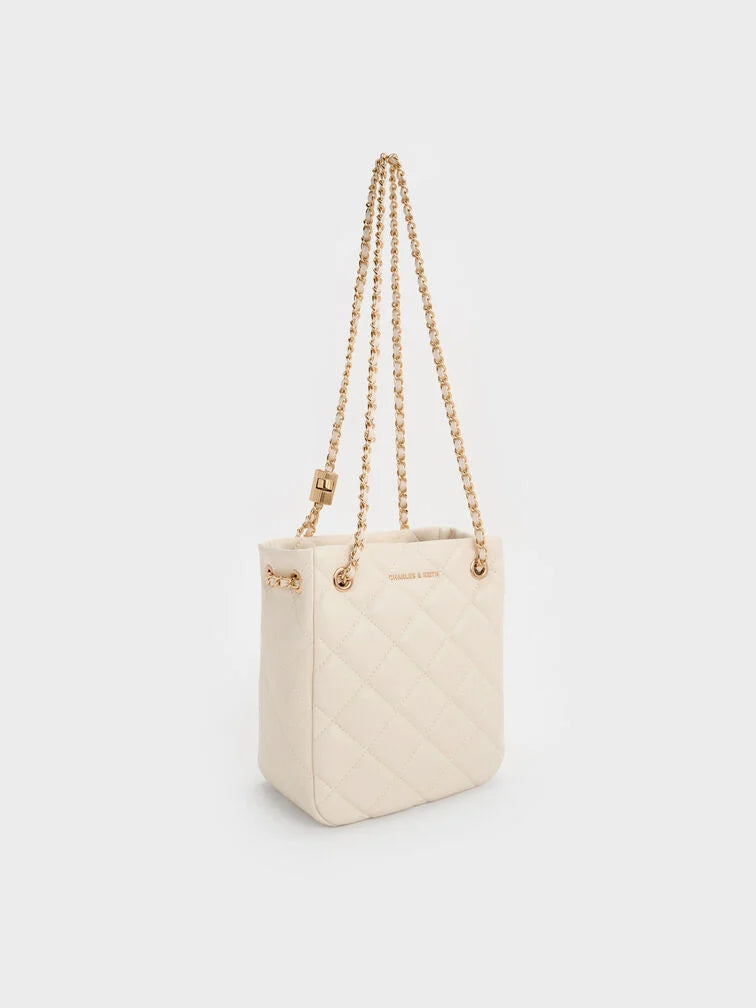 Charles & Ke*th - Alva Quilted Braided-Strap Shoulder Bag - Cream (AD-SEP)
