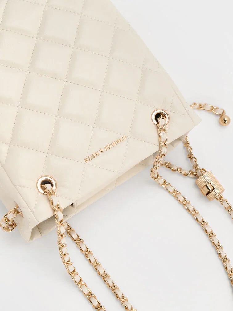 Charles & Ke*th - Alva Quilted Braided-Strap Shoulder Bag - Cream (AD-SEP)
