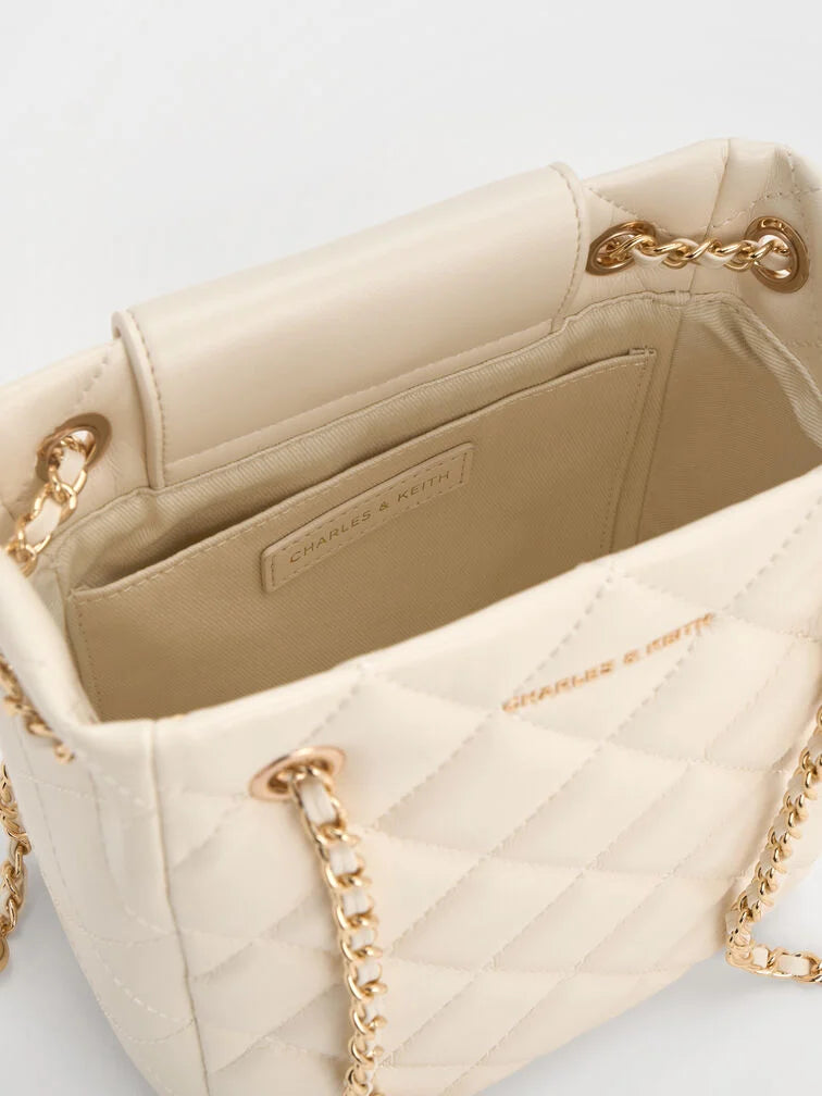 Charles & Ke*th - Alva Quilted Braided-Strap Shoulder Bag - Cream (AD-SEP)