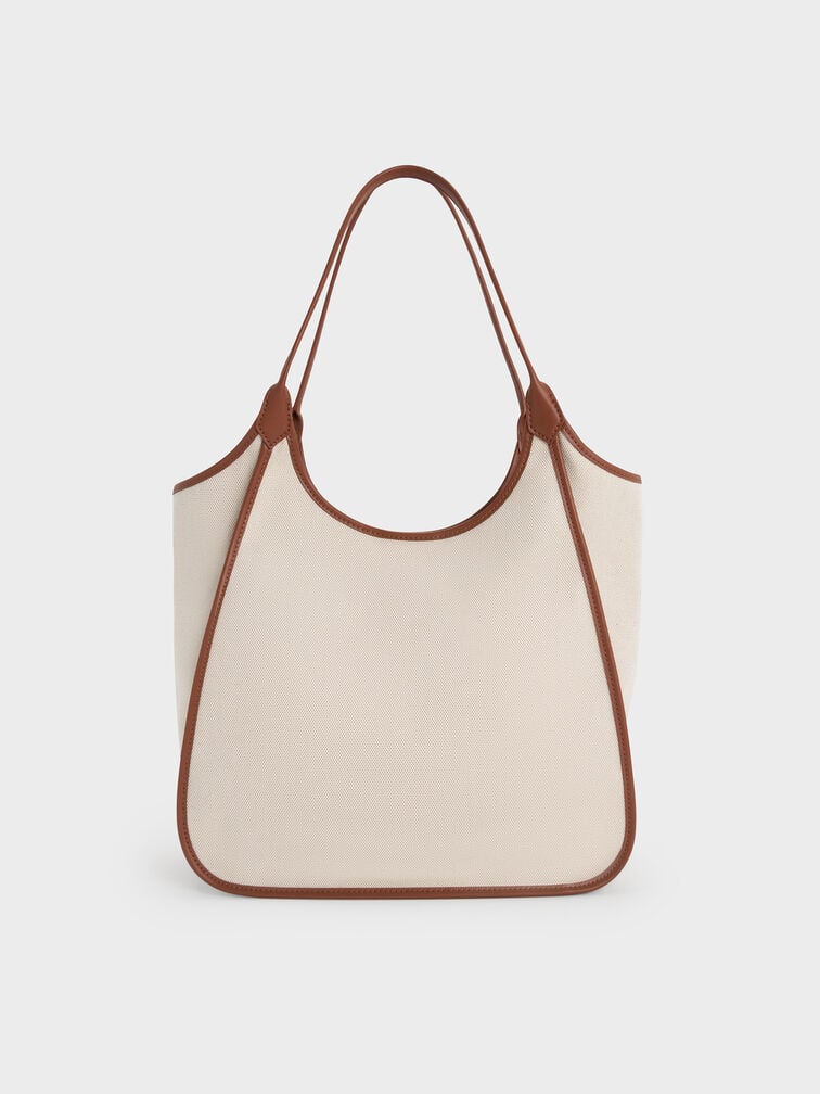 Charles & Ke*th -  Sianna Canvas Contrast-Trim Tote Bag - Taupe Canvas (AD-SEP)
