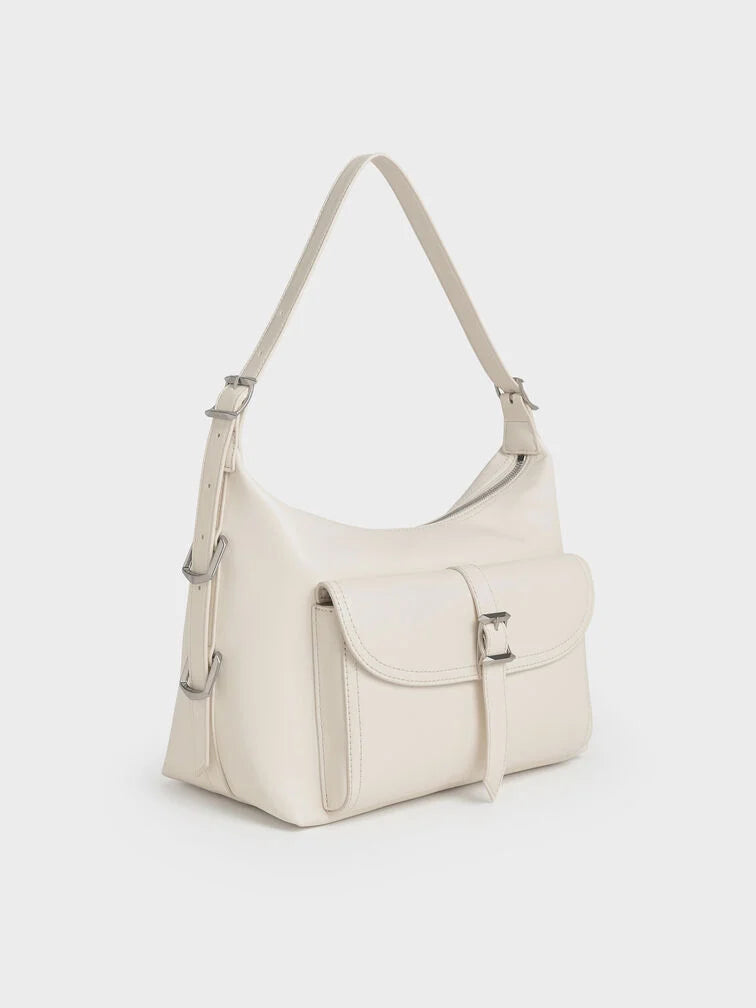 Charles & Ke*th - Bryna Belted Hobo Bag - Cream (AD-SEP)
