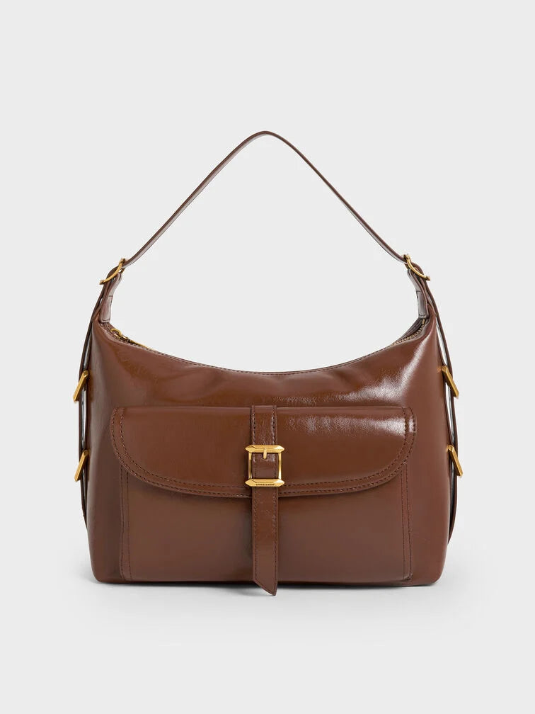 Charles & Ke*th - Bryna Belted Hobo Bag - Dark Brown (AD-SEP)