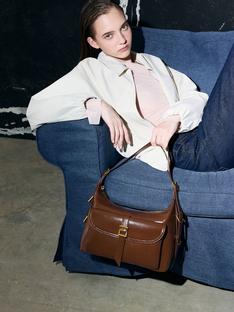 Charles & Ke*th - Bryna Belted Hobo Bag - Dark Brown (AD-SEP)