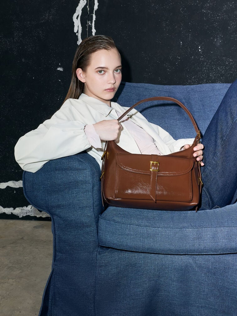Charles & Ke*th - Bryna Belted Hobo Bag - Dark Brown (AD-SEP)