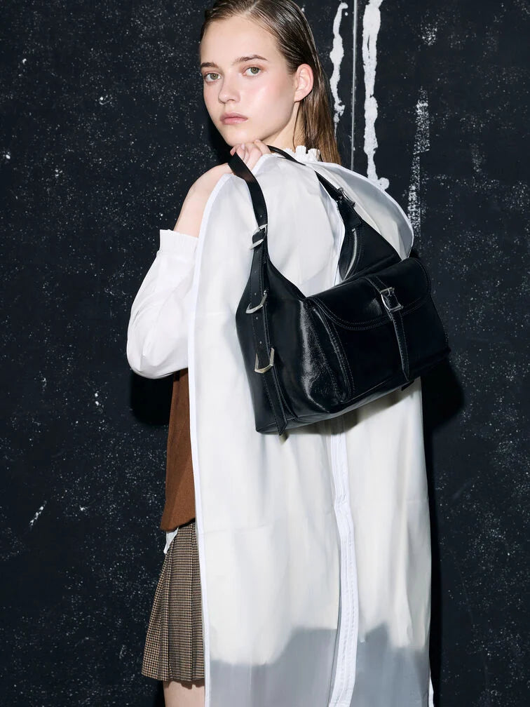 Charles & Ke*th - Bryna Belted Hobo Bag - Noir (AD-SEP)