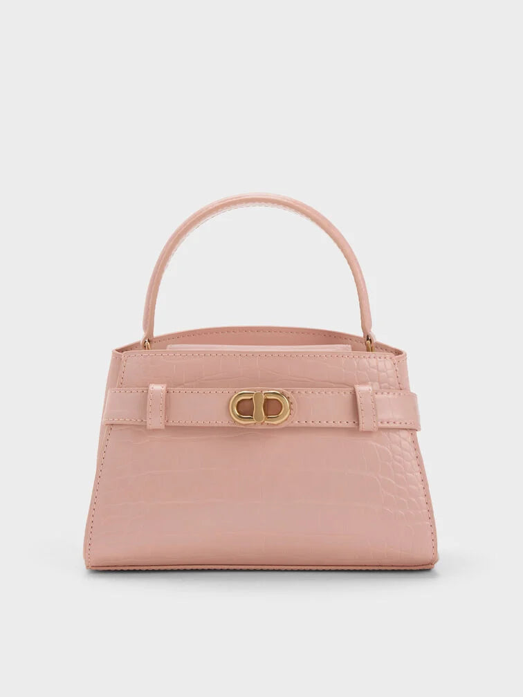 Charles & Ke*th - Aubrielle Croc-Effect Top Handle Bag - Light Pink (AD-Sep)