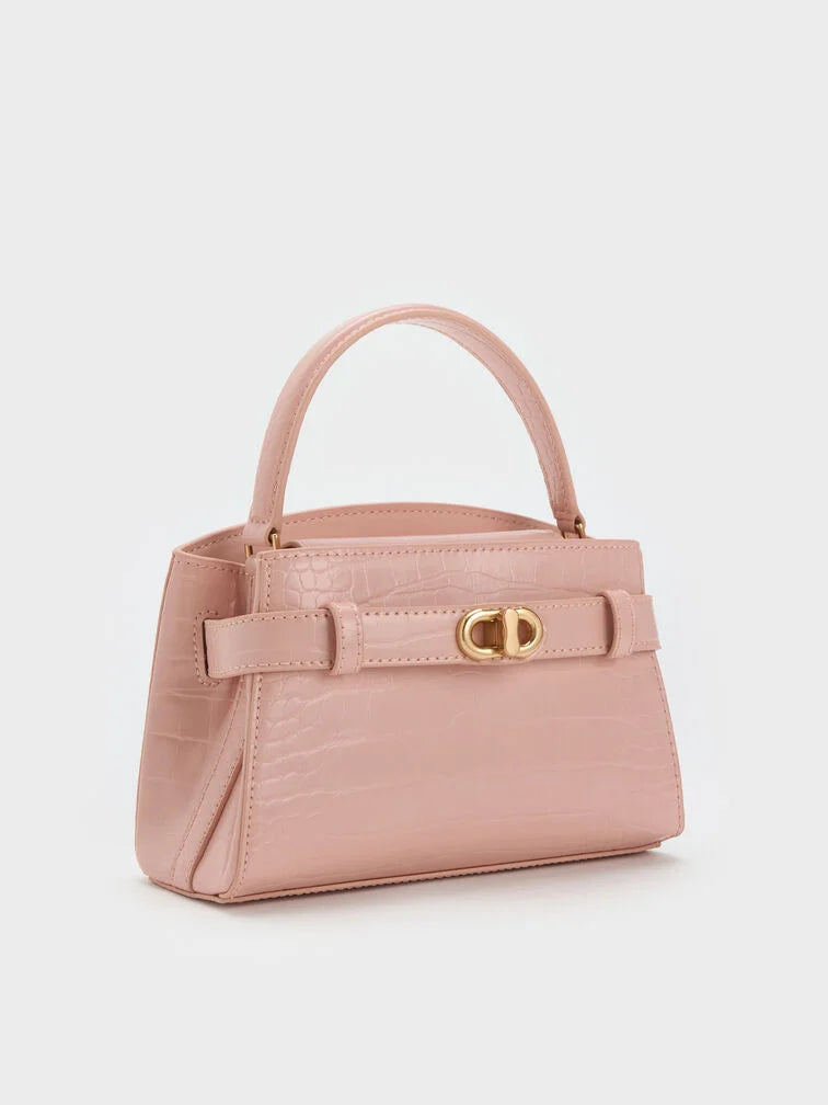 Charles & Ke*th - Aubrielle Croc-Effect Top Handle Bag - Light Pink (AD-Sep)