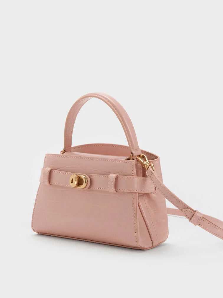 Charles & Ke*th - Aubrielle Croc-Effect Top Handle Bag - Light Pink (AD-Sep)