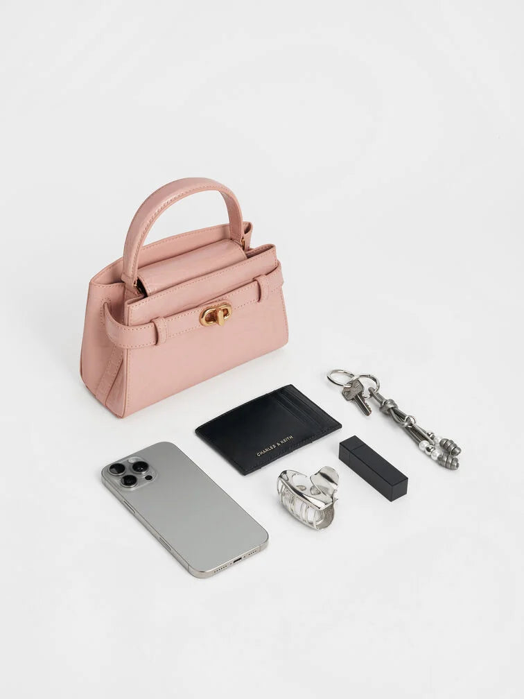 Charles & Ke*th - Aubrielle Croc-Effect Top Handle Bag - Light Pink (AD-Sep)