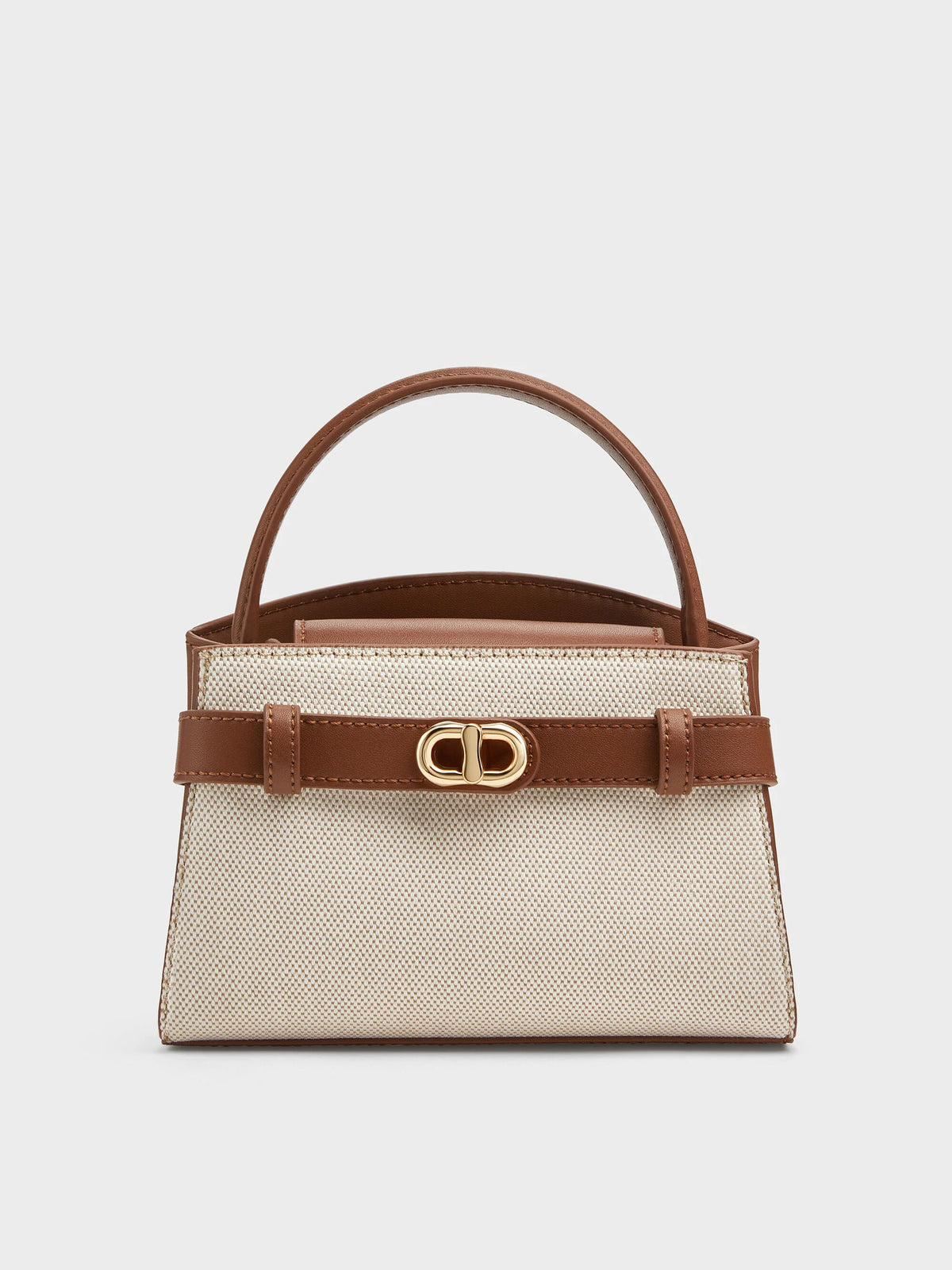 Charles & Ke*th - Aubrielle Canvas Two-Tone Top Handle Bag - Taupe Canvas (AD-May)