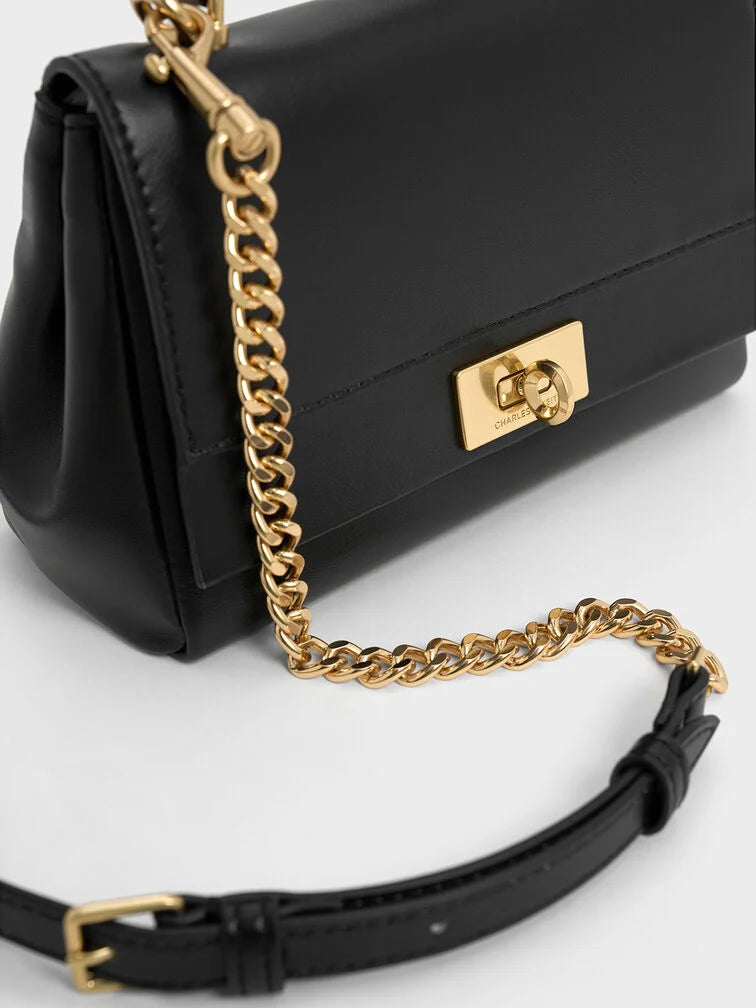 Charles & Ke*th - Lennie Chain-Strap Top Handle Bag - Black (AD-June)