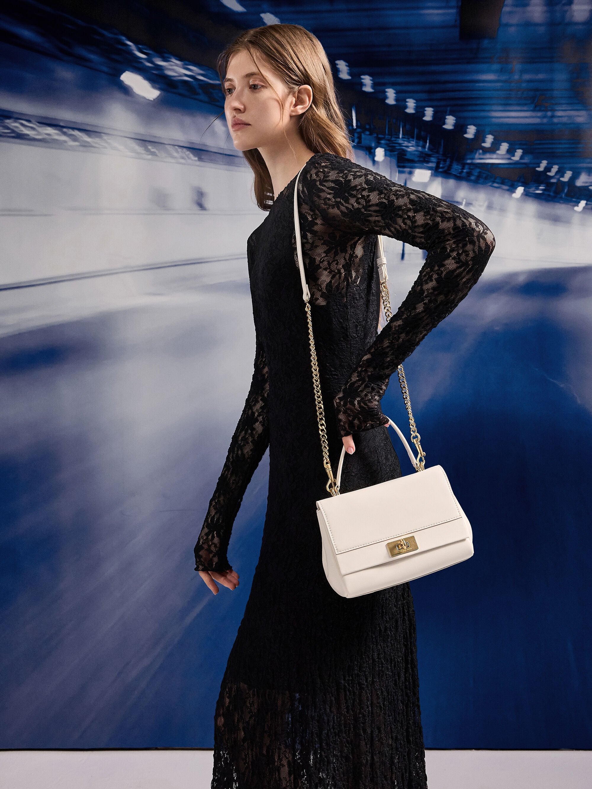 Charles & Ke*th - Lennie Chain-Strap Top Handle Bag - Cream (AD-July)