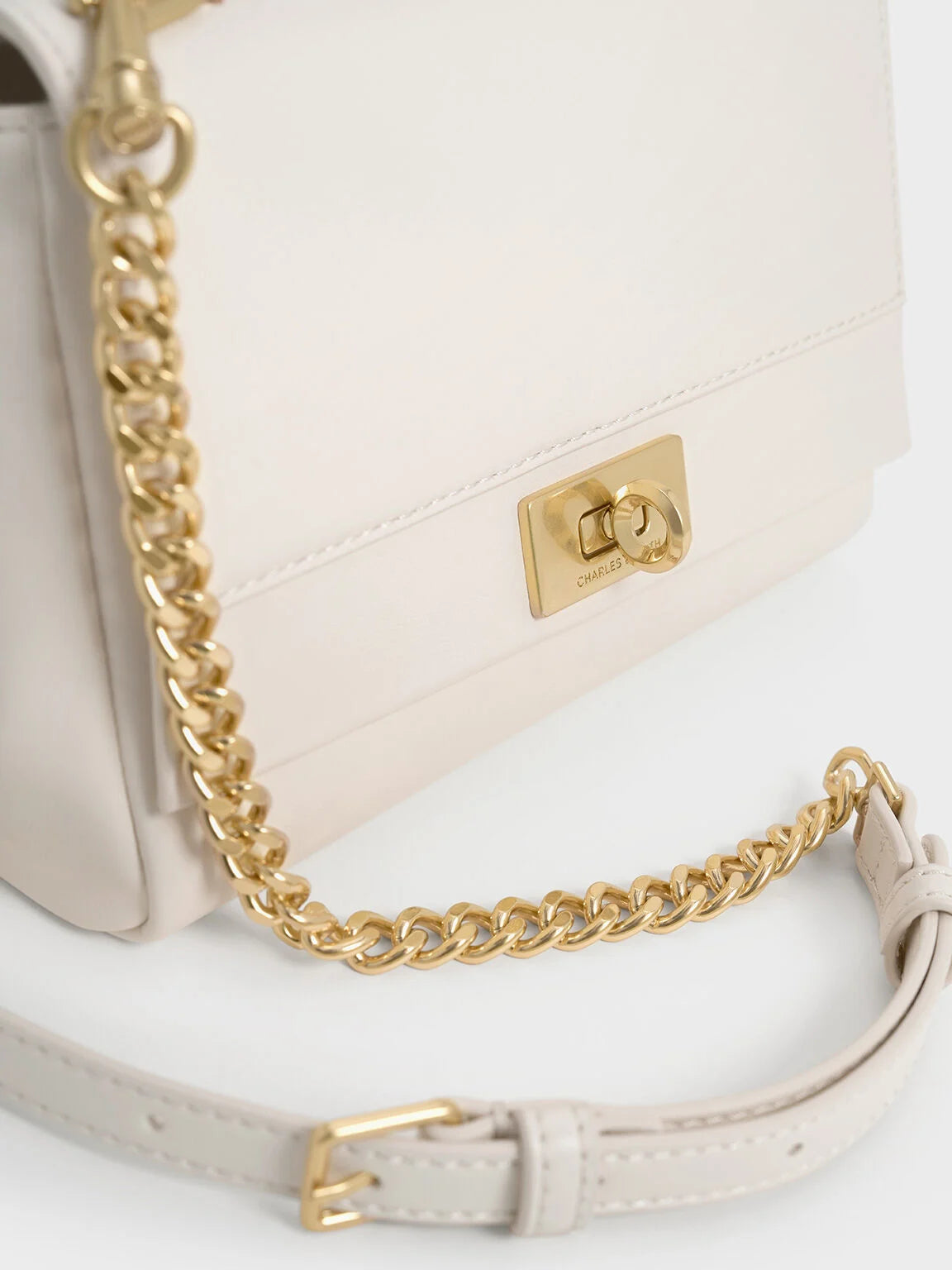 Charles & Ke*th - Lennie Chain-Strap Top Handle Bag - Cream (AD-July)