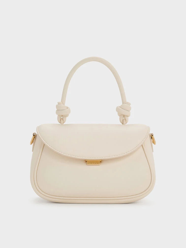 Charles & Ke*th - Sammie Knotted-Handle Front-Flap Bag - Cream (AD-July)
