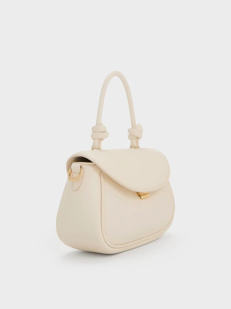 Charles & Ke*th - Sammie Knotted-Handle Front-Flap Bag - Cream (AD-July)