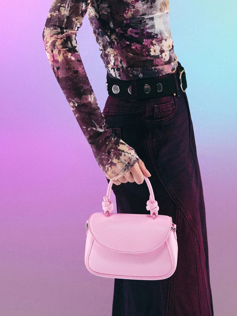 Charles & Ke*th - Sammie Knotted-Handle Front-Flap Bag - Bubble Gum Pink (AD-July)