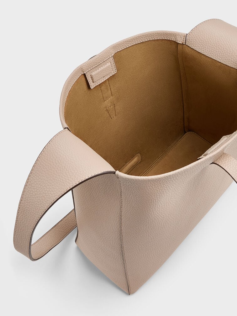 Charles & Ke*th - Beryl Recycled Leather Belted Hobo Bag - Taupe (AD-SEP)