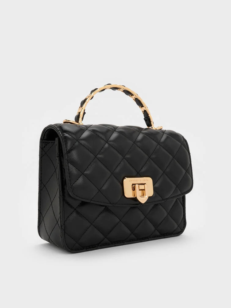 Charles & Ke*th - Cressida Quilted Top Handle Bag - Black (AD-SEP)