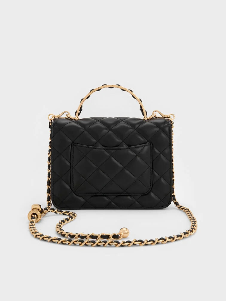 Charles & Ke*th - Cressida Quilted Top Handle Bag - Black (AD-SEP)