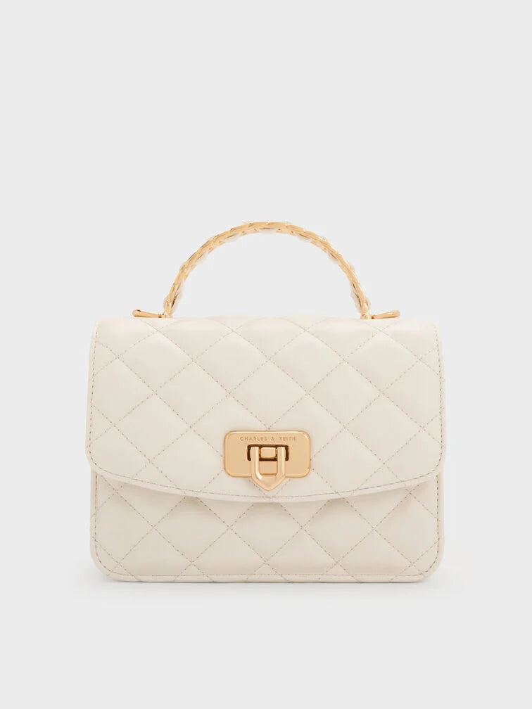Charles & Ke*th - Cressida Quilted Top Handle Bag - Cream (AD-SEP)