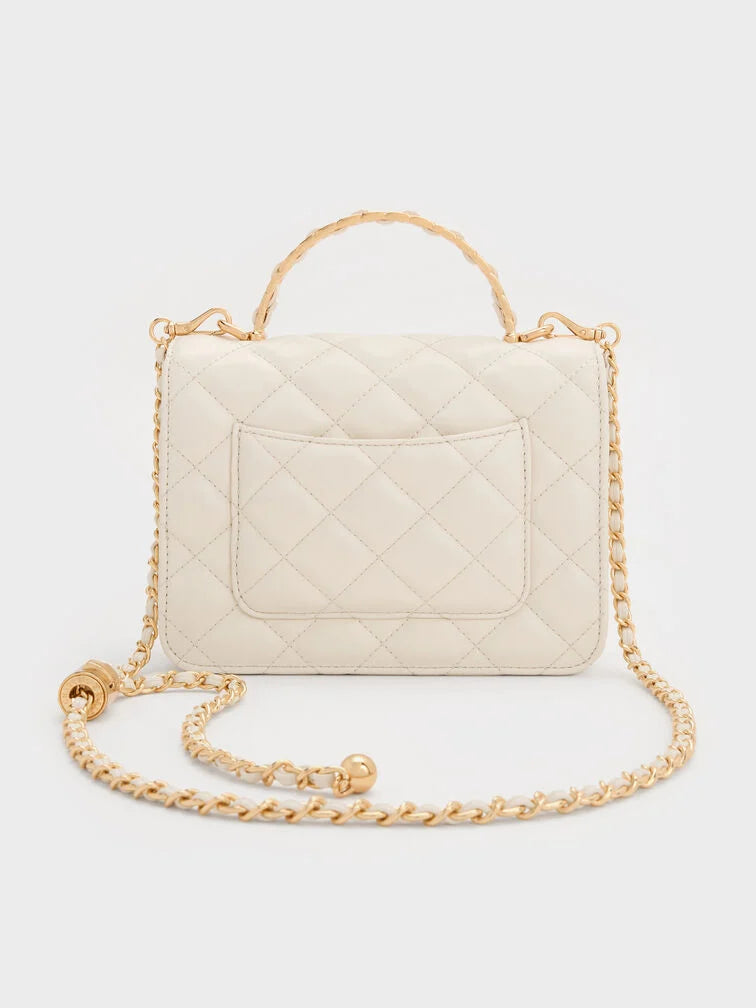 Charles & Ke*th - Cressida Quilted Top Handle Bag - Cream (AD-SEP)