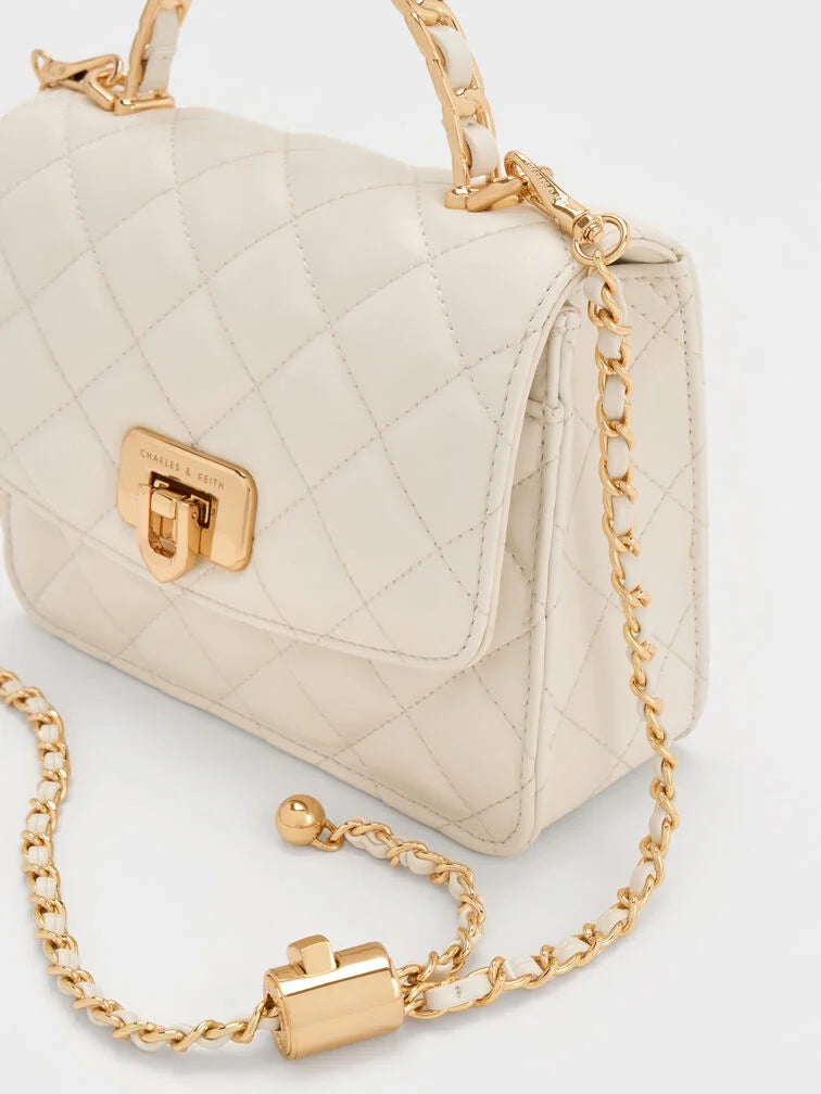 Charles & Ke*th - Cressida Quilted Top Handle Bag - Cream (AD-SEP)
