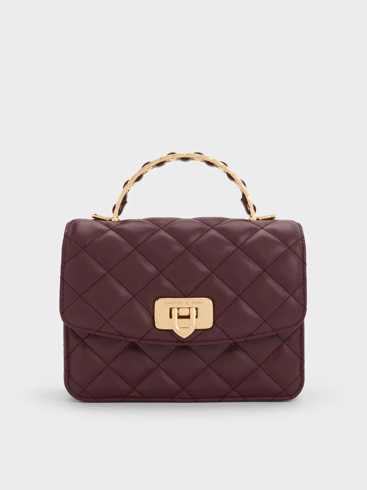 Charles & Ke*th - Cressida Quilted Top Handle Bag - Wineberry Red (AD-SEP)