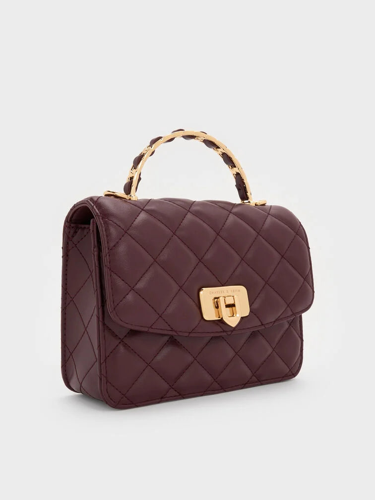 Charles & Ke*th - Cressida Quilted Top Handle Bag - Wineberry Red (AD-SEP)