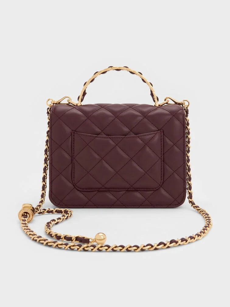 Charles & Ke*th - Cressida Quilted Top Handle Bag - Wineberry Red (AD-SEP)