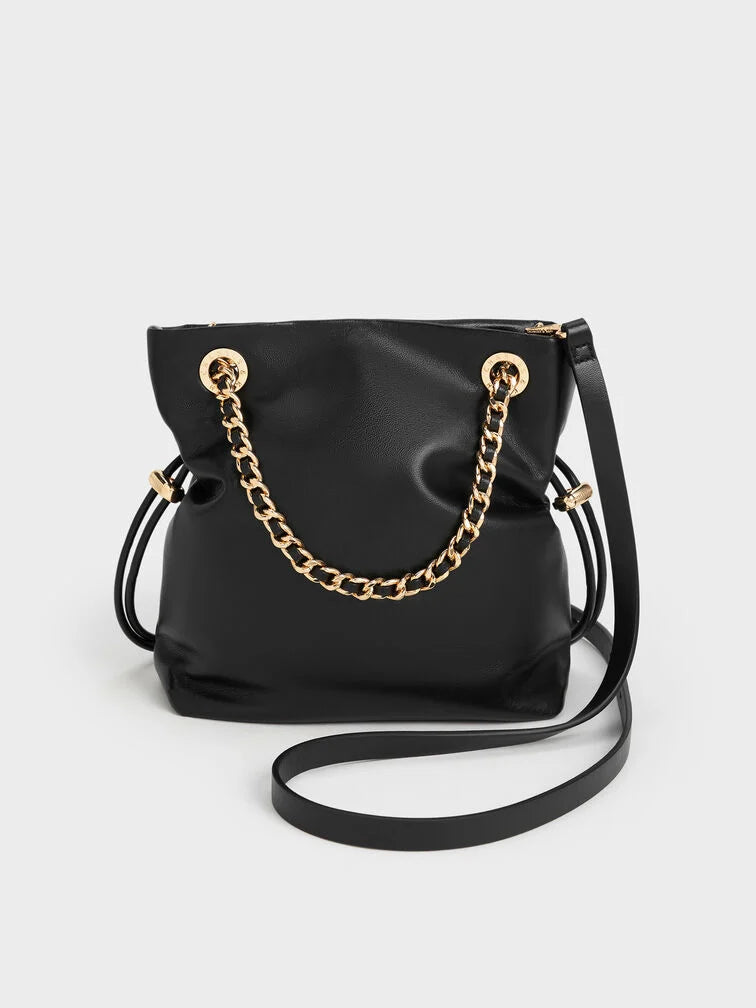 Charles & Ke*th - Arya Braided-Strap Double-Handle Crossbody Bag - Black (AD-SEP)