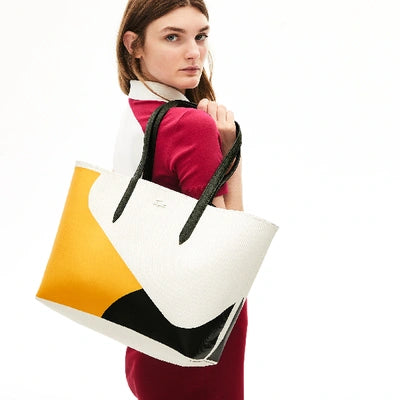 Lacost* - Women's Anna Reversible Color Blocked Coated Canvas Tote Bag - One Size In White (AD-August)